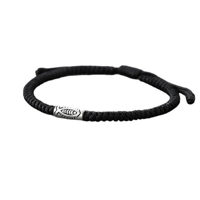 Buddha Stones Tibet Koi Fish Wealth Black String Bracelet Bracelet BS 8