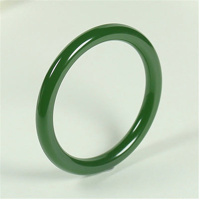 Buddha Stones Cyan Jade Longevity Blessing Bangle Bracelet Bracelet BS 6