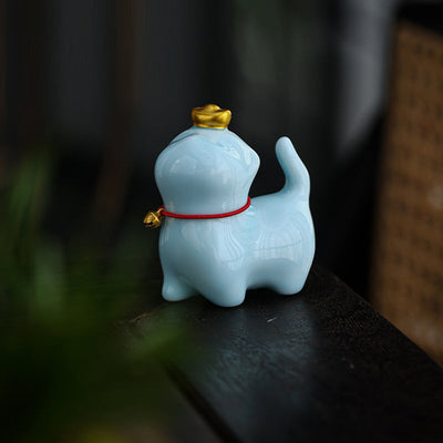Buddha Stones Mini Lucky Cat Ingot Tea Pet Ceramic Home Desk Figurine Decoration Decorations BS 13