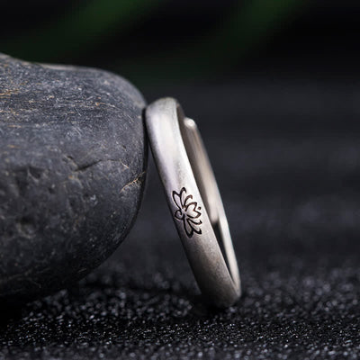 Buddha Stones 925 Sterling Silver Lotus Flower Enlightenment Ring Ring BS 3
