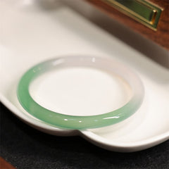 Buddha Stones Natural White And Green Chalcedony Agate Positive Cuff Bracelet Bangle Bracelet Bangle BS 60-61mm