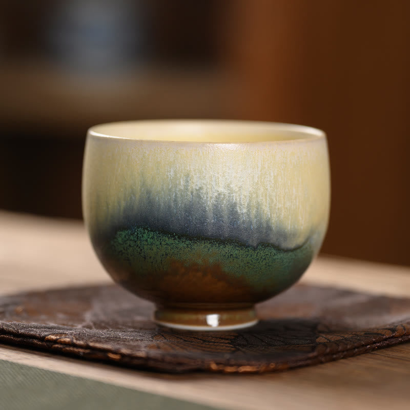 Buddha Stones Vintage Furnace Transmutation Kiln Porcelain Teacup Kung Fu Tea Cup Cup BS 6.2cm*5cm*80ml