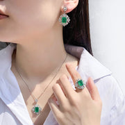 Foviel Emerald Crystal Red Corundum Confidence Courage Ring Earrings Necklace Pendant