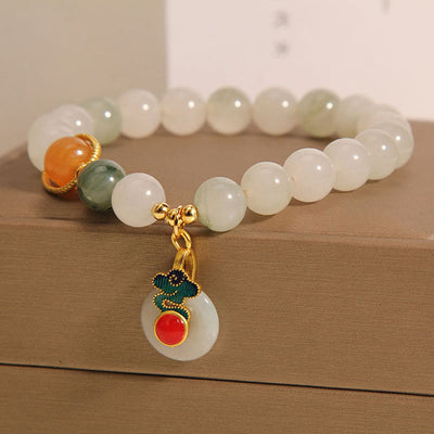 Buddha Stones Jade Auspicious Clouds Red Agate Citrine Prosperity Bracelet 3