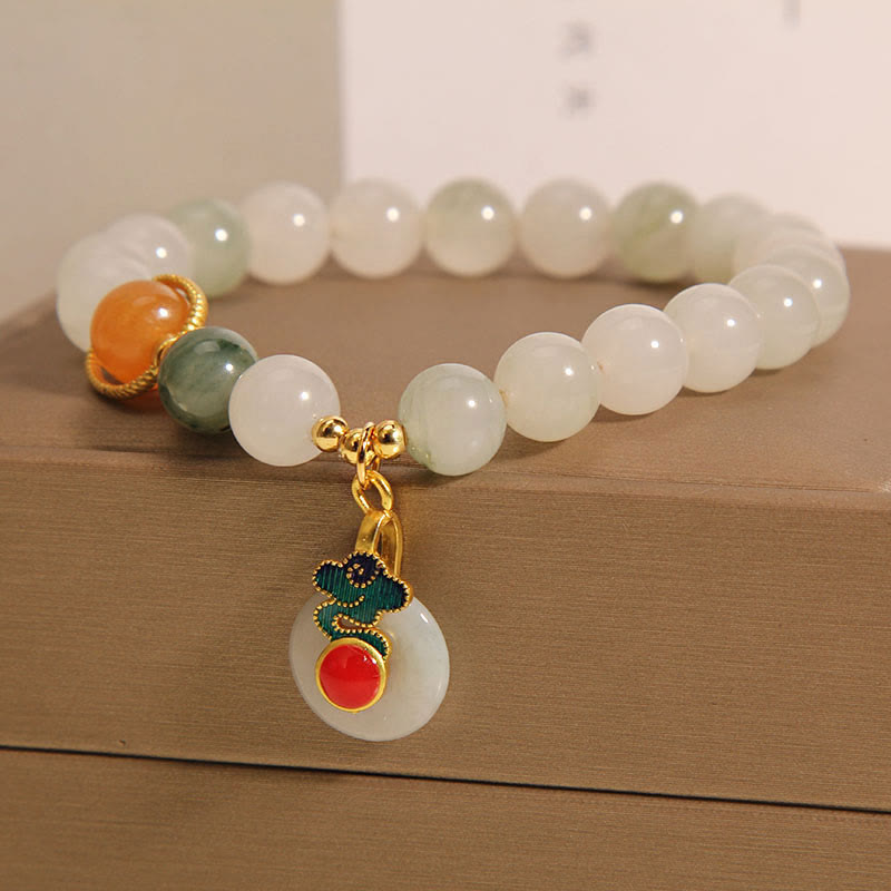 Buddha Stones Jade Auspicious Clouds Red Agate Citrine Prosperity Bracelet 3