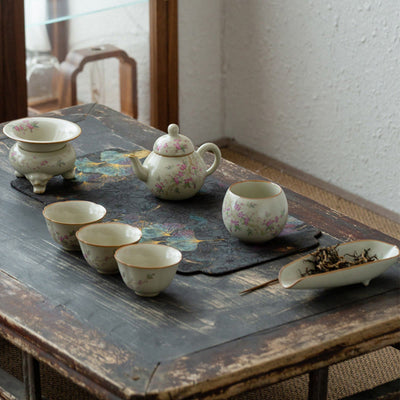 Buddha Stones Peach Blossom Daisy Flower Ceramic Teacup Kung Fu Tea Cups Cup BS 2