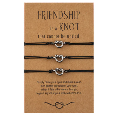 Buddha Stones Friendship Best Friend Gift String Bracelet Bracelet BS Black 3Pcs