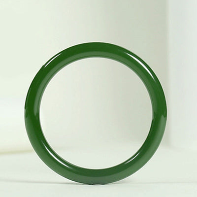 Buddha Stones Cyan Jade Longevity Blessing Bangle Bracelet Bracelet BS 5