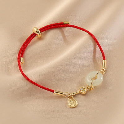 Buddha Stones "Wishing You Peace and Protection" Jade Red Rope Bracelet Includes Gift Message Card - image 4