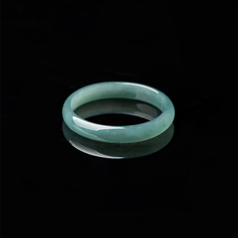Buddha Stones Natural Jade Prosperity Protection Ring Ring BS 8