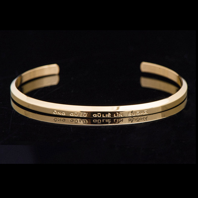 Foviel Six True Words Engraving Titanium Steel Blessing Protection Bracelet