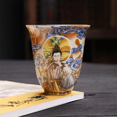 Buddha Stones Dunhuang Color Flying Apsaras Teacup Kung Fu Tea Cup Cup BS Dunhuang Color 6.7cm*7.2cm*100ml