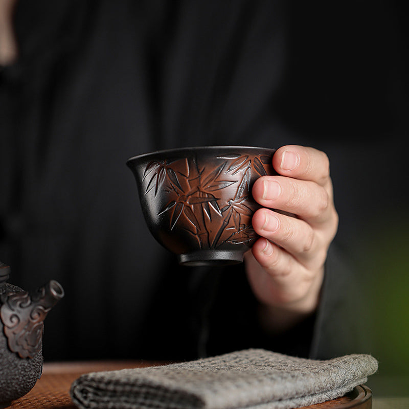 Buddha Stones Lotus Leaf Flower Landscape Dragon Bamboo Ceramic Teacup Kung Fu Tea Cup Bowl Cup BS 16