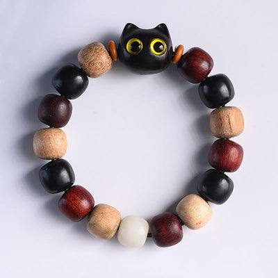 Foviel Kleine Blatt rot Sandelholz Ebenholz Holz niedlich Katze Gravur Schutz Armband