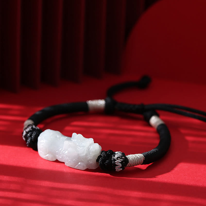 Buddha Stones Handmade Natural Jade PiXiu Luck Prosperity Braided String Bracelet Bracelet BS 2