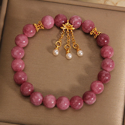 Buddha Stones Pink Tourmaline Lotus Flower Positive Bracelet Bracelet BS 2