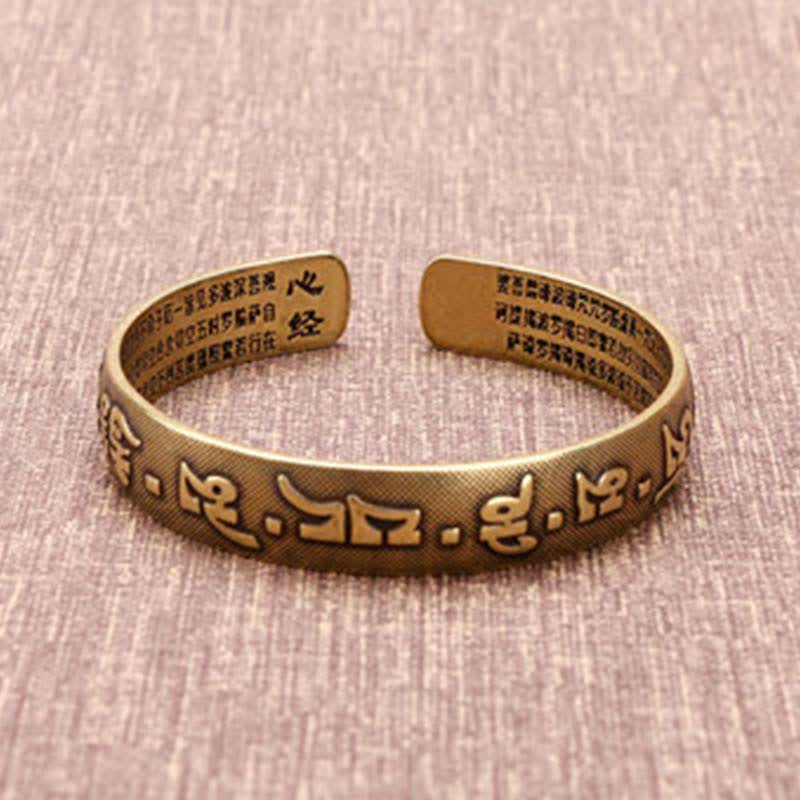 Buddha Stones 2Pcs Om Mani Padme Hum Dragon Phoenix Copper Leather Peace Cuff Bracelet Bangle Bracelet Bangle BS 10