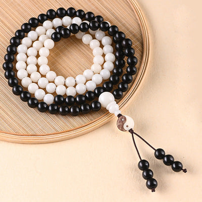 Collier mala de protection YinYang en ébène Foviel