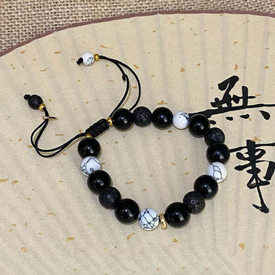 FREE Today: Transmute Negative Energy Black Obsidian Lava Rock Stone Yin Yang Strength Bracelet FREE FREE 11
