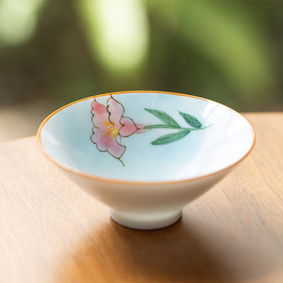 Buddha Stones Mandala Flower Koi Fish Lotus Bird Persimmons Teacup Kung Fu Tea Cup 50ml Cup BS Mandala Flower 8.3cm*3.3cm*50ml