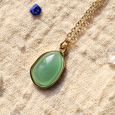 Foviel Natural Green Aventurine Amethyst Rose Quartz Blessing Necklace Pendant
