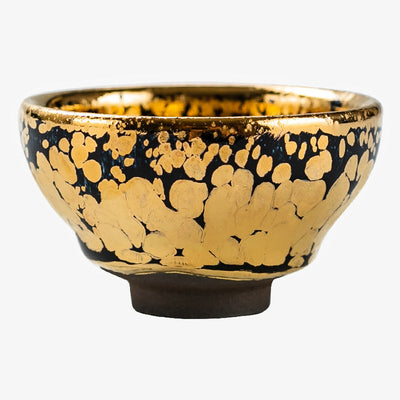 Buddha Stones 24K Gold Spot Pattern Chinese Jianzhan Ceramic Teacup Kung Fu Tea Cup Bowl With Gift Box Jian Zhan Tea Cup BS 4