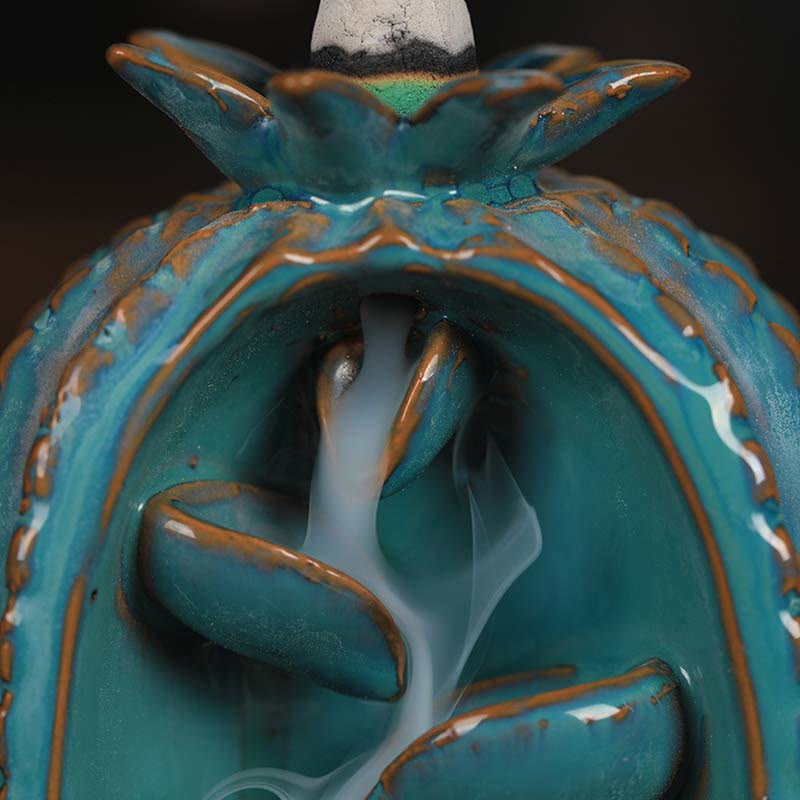 Buddha Stones Cactus Ceramic Healing Backflow Smoke Fountain Incense Burner Incense Burner BS 2