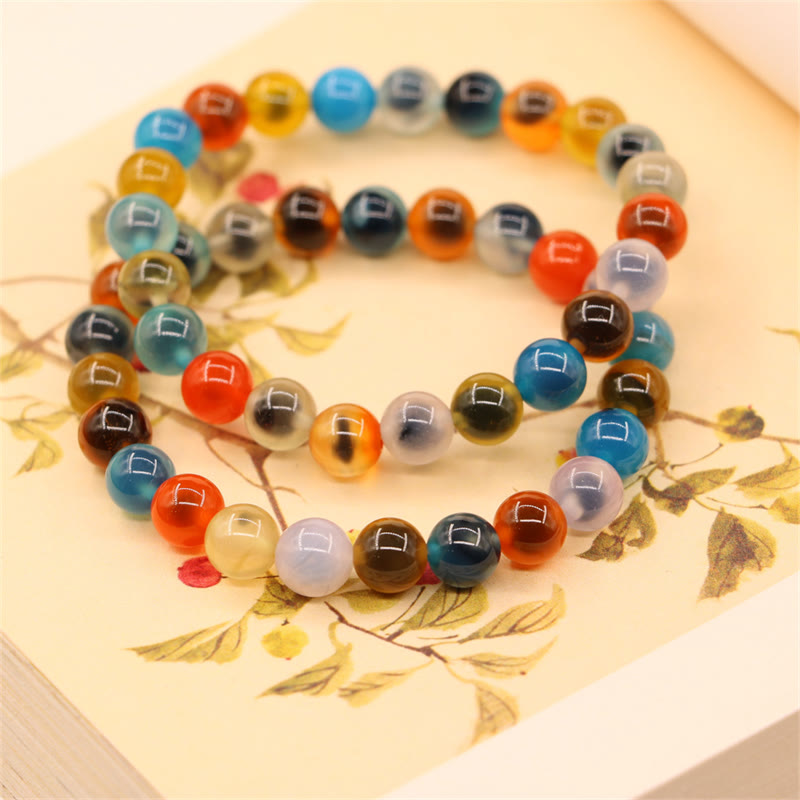 Buddha Stones Colorful Candy Agate Healing Strength Bead Bracelet Bracelet BS 17