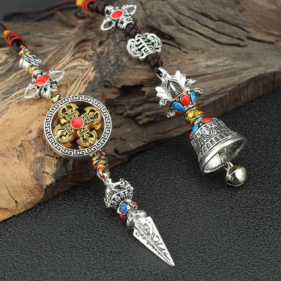 Buddha Stones Tibet Om Mani Padme Hum Vajra Dorje Spiritual Car Hanging Decoration Car Hanging Decoration BS 2