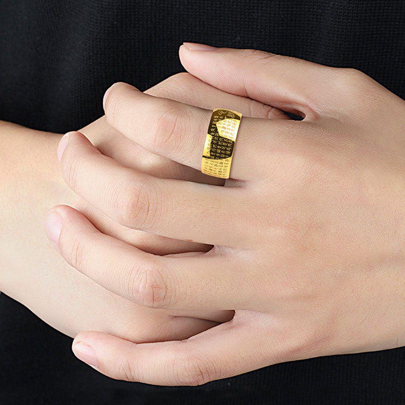 Buddha Stones FengShui Buddhism Ancient Heart Sutra Lucky Ring Ring BS 4