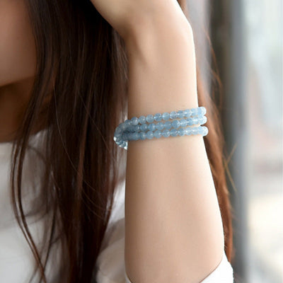Buddha Stones Natural Aquamarine Peace Healing Bracelet Bracelet BS 4