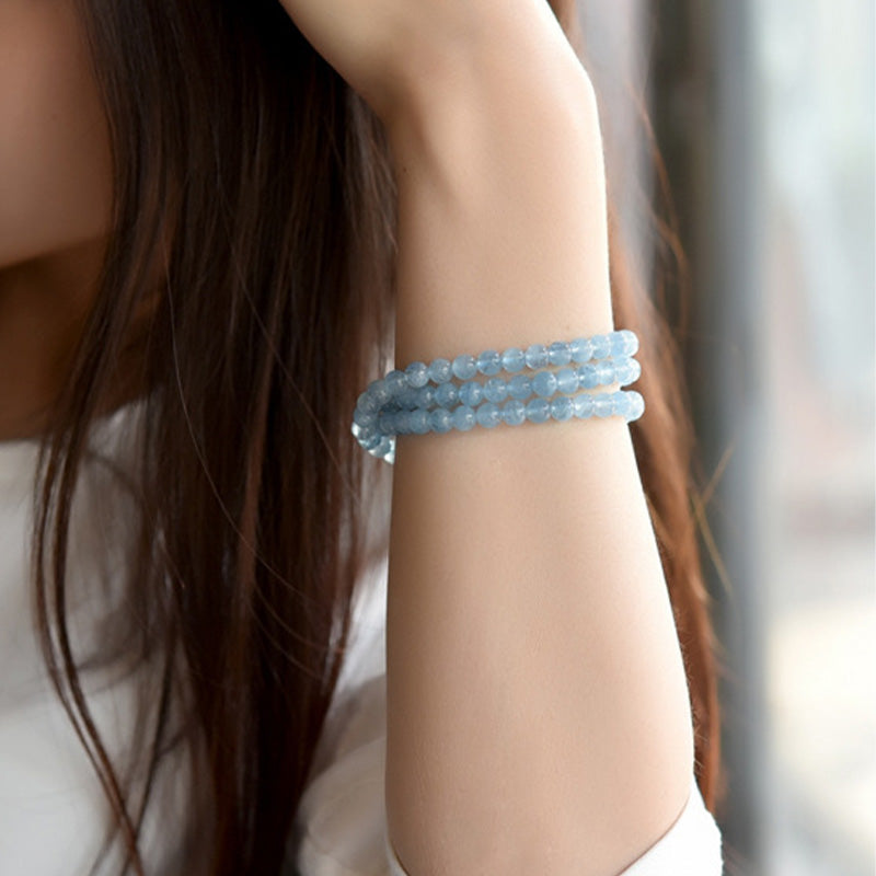 Buddha Stones Natural Aquamarine Peace Healing Bracelet Bracelet BS 4