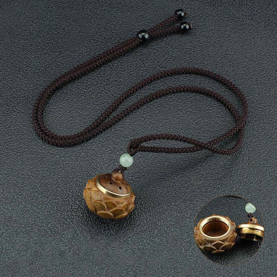 Buddha Stones Tibet Green Sandalwood Rosewood Om Mani Padme Hum Lotus Positive Soothing Necklace Pendant Necklaces & Pendants BS 11