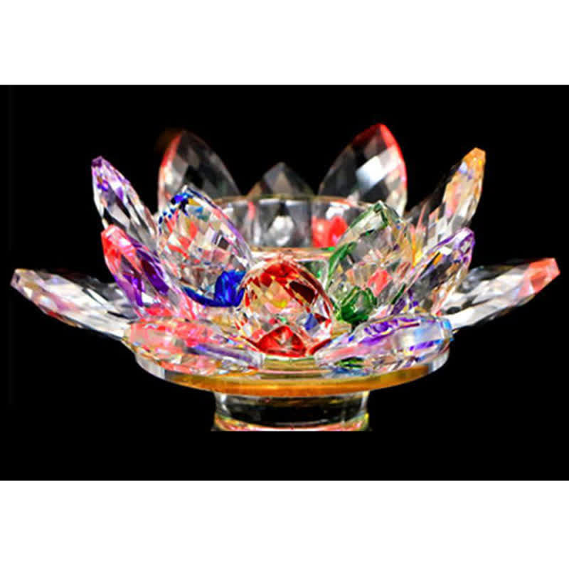 Buddha Stones Lotus Flower Crystal Candle Holder Home Office Offering Decoration Candle Holder BS 3