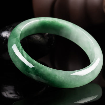 Buddha Stones Natural Jade Fortune Blessing Bangle Bracelet Bracelet BS 6