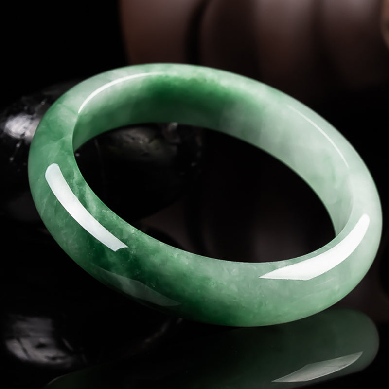 Buddha Stones Natural Jade Fortune Blessing Bangle Bracelet Bracelet BS 6