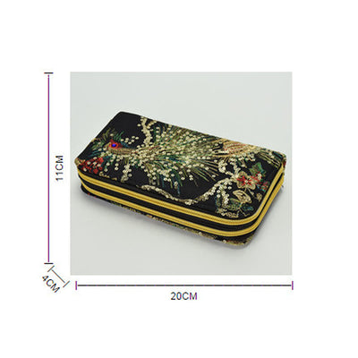 Foviel Peacock Double-sided Embroidery Cash Holder Wallet Shopping Purse