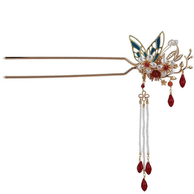 Foviel Klassische chinesische Stil Blume sz. Schmetterling Pearlagil Haar Clip Haarnadel Haar Krone