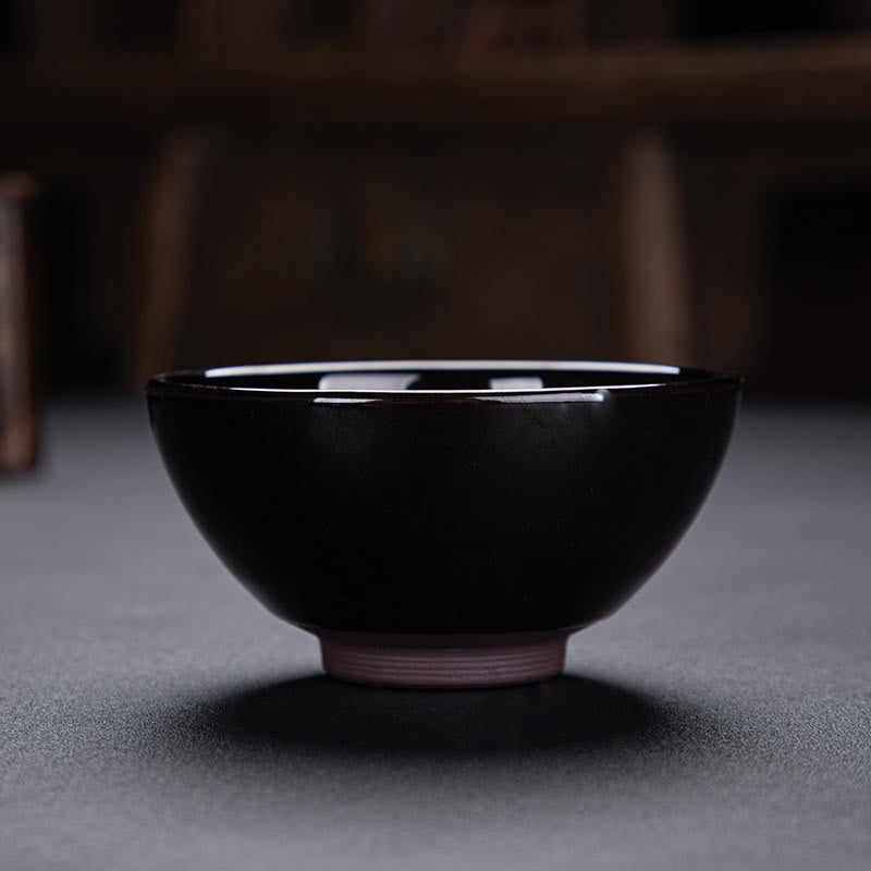 Buddha Stones Gold Maple Leaf Chinese Jianzhan Ceramic Teacup Tenmoku Kung Fu Tea Cup Bowl Jian Zhan Tea Cup BS 5