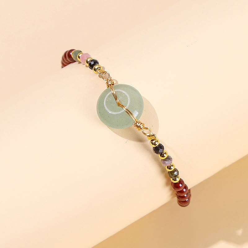 Buddha Stones Natural Garnet Peace Buckle Bead Calm Bracelet Bracelet BS 1
