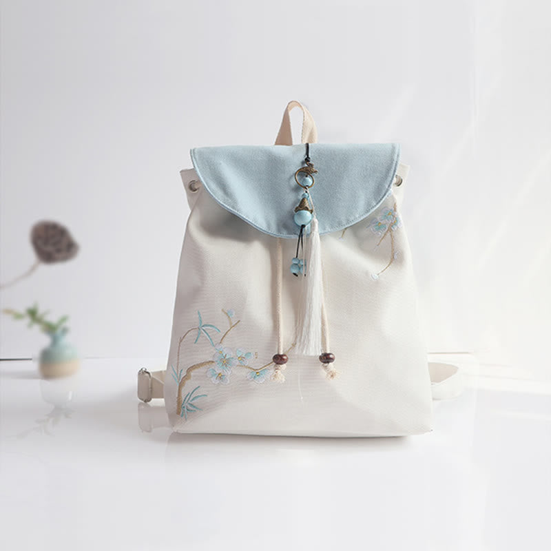 Buddha Stones Handmade Embroidered Large Capacity Canvas Backpack Backpack BS 49