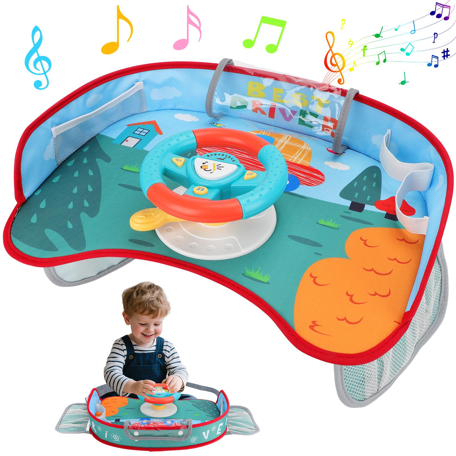 Volant Jouet pour Enfants avec Lumières et Musique, Jeu de Simulation de Conduite Interactif pour Tout-Petits, Divertissement de Voyage avec Klaxon et Levier de Vitesse, Cadeau Amusant pour Garçons et Filles