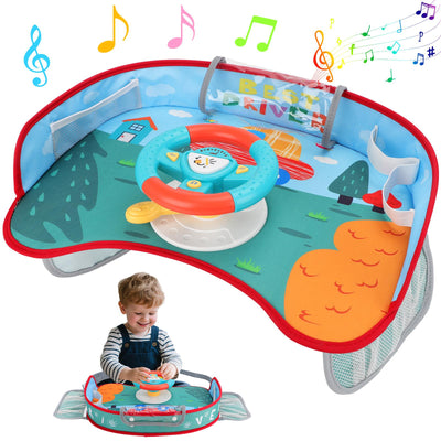 Volante de juguete para niños con luces y música, juego interactivo de simulación de conducción para niños pequeños, entretenimiento de viaje con bocina y cambio de marchas, divertido regalo para niños y niñas.