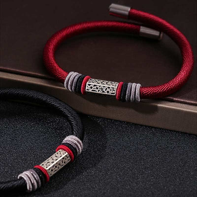 Buddha Stones 925 Sterling Silver Om Mani Padme Hum Peace Red String Bracelet Bracelet BS 13