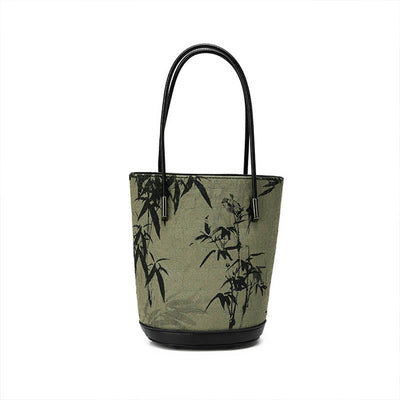 Buddha Stones Green Bamboo Print Vintage Crossbody Bag Handbag Crossbody Bag&Handbags BS 4