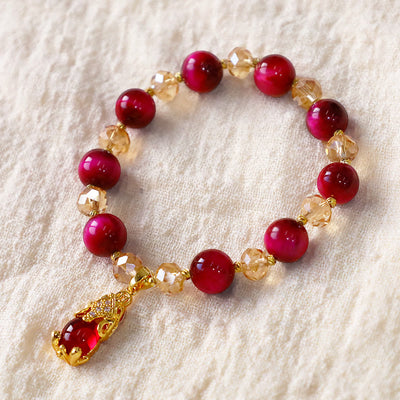 Foviel Rot Tigerauge PiXiu Fox Schutz Selbstbewusstsein Armband