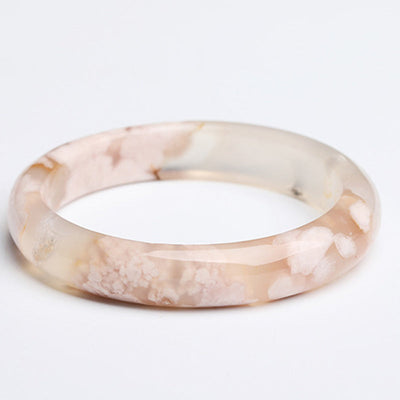 Buddha Stones Natural Sakura Agate Peace Bracelet Bangle Bracelet Cuff Bangle BS 8