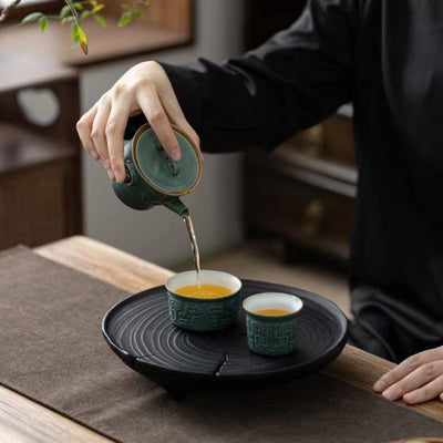 Buddha Stones Sanxingdui Ceramic Teacup Kung Fu Tea Cup With Bag Cup BS 15