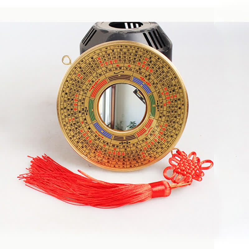 Buddha Stones Feng Shui Bagua Map Copper Coin Chinese Knotting Balance Energy Map Bagua Map BS 12cm Bagua Map Convex Mirror