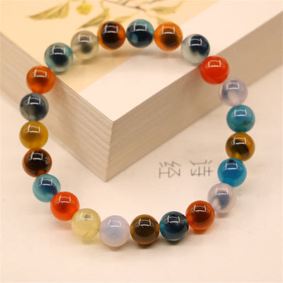 Buddha Stones Colorful Candy Agate Healing Strength Bead Bracelet Bracelet BS Candy Agate(Strength♥Confidence)